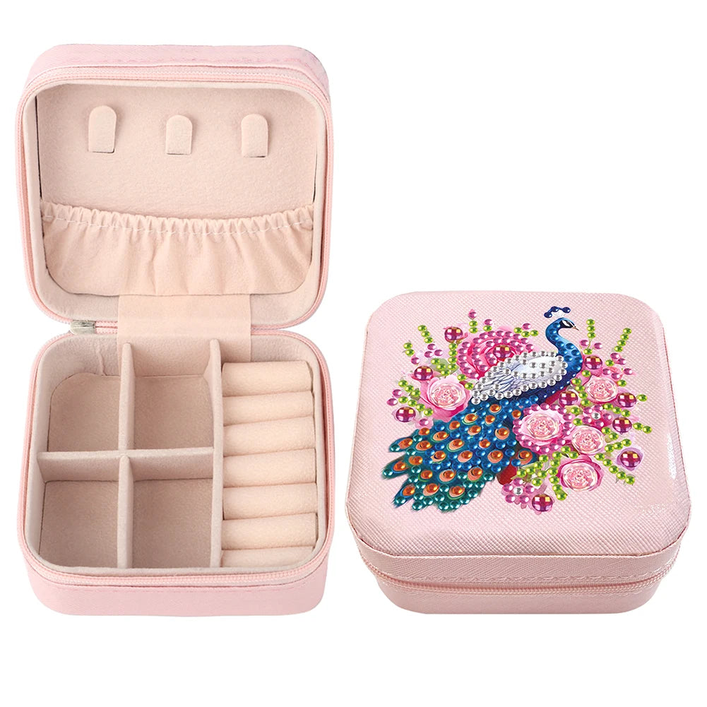 Diamond Painting Jewelry Box Special Shape Little Girl PU Leather Case for Women Girls