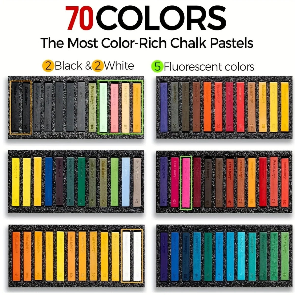 Fantastory 72 Colors Long Soft Chalk Pastels Set for Artists