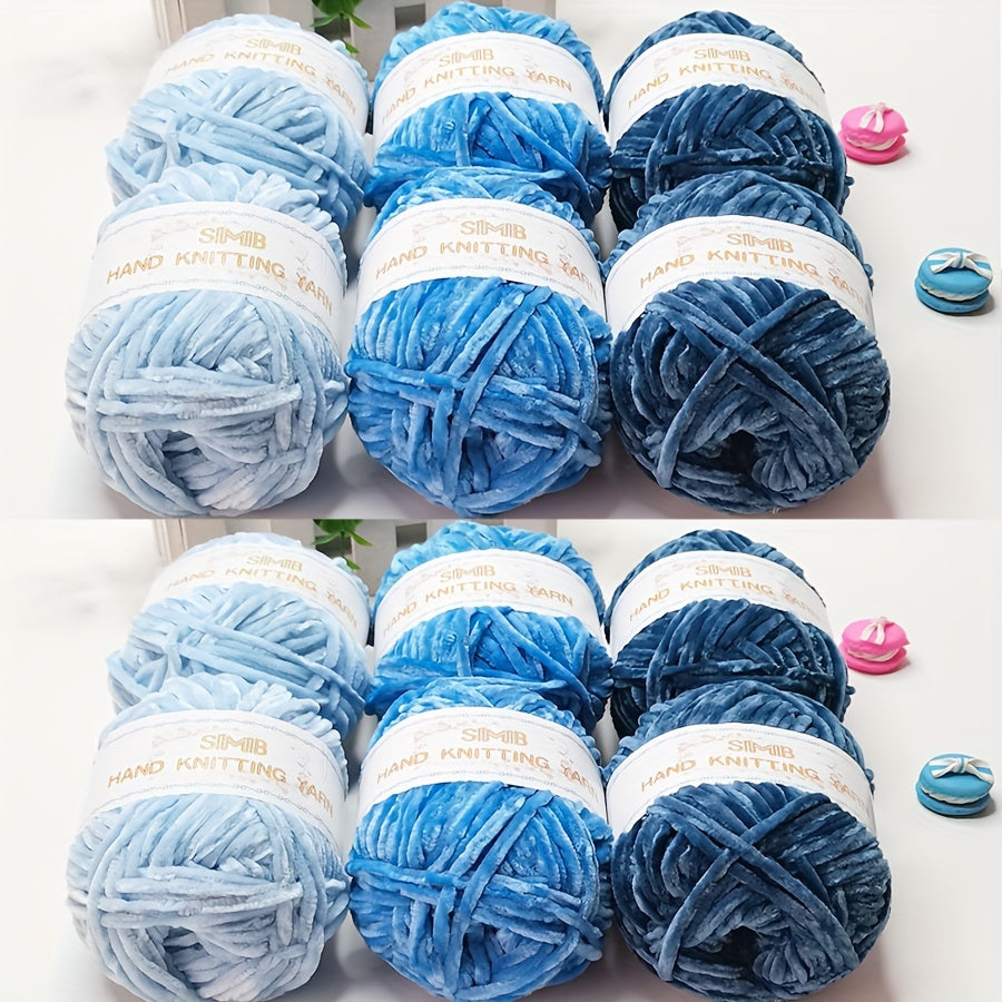 12 Balls Piece Soft Chenille Yarn Blanket Yarn 600g