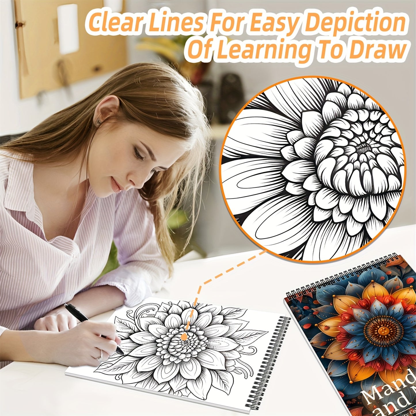 4pcs Mandala Coloring Book Set for Adults & Teens 102 Relax Designs Spiral Bound High-Quality Pages Art Relax Drawing Books for Relaxation, Mindfulness & Creativity