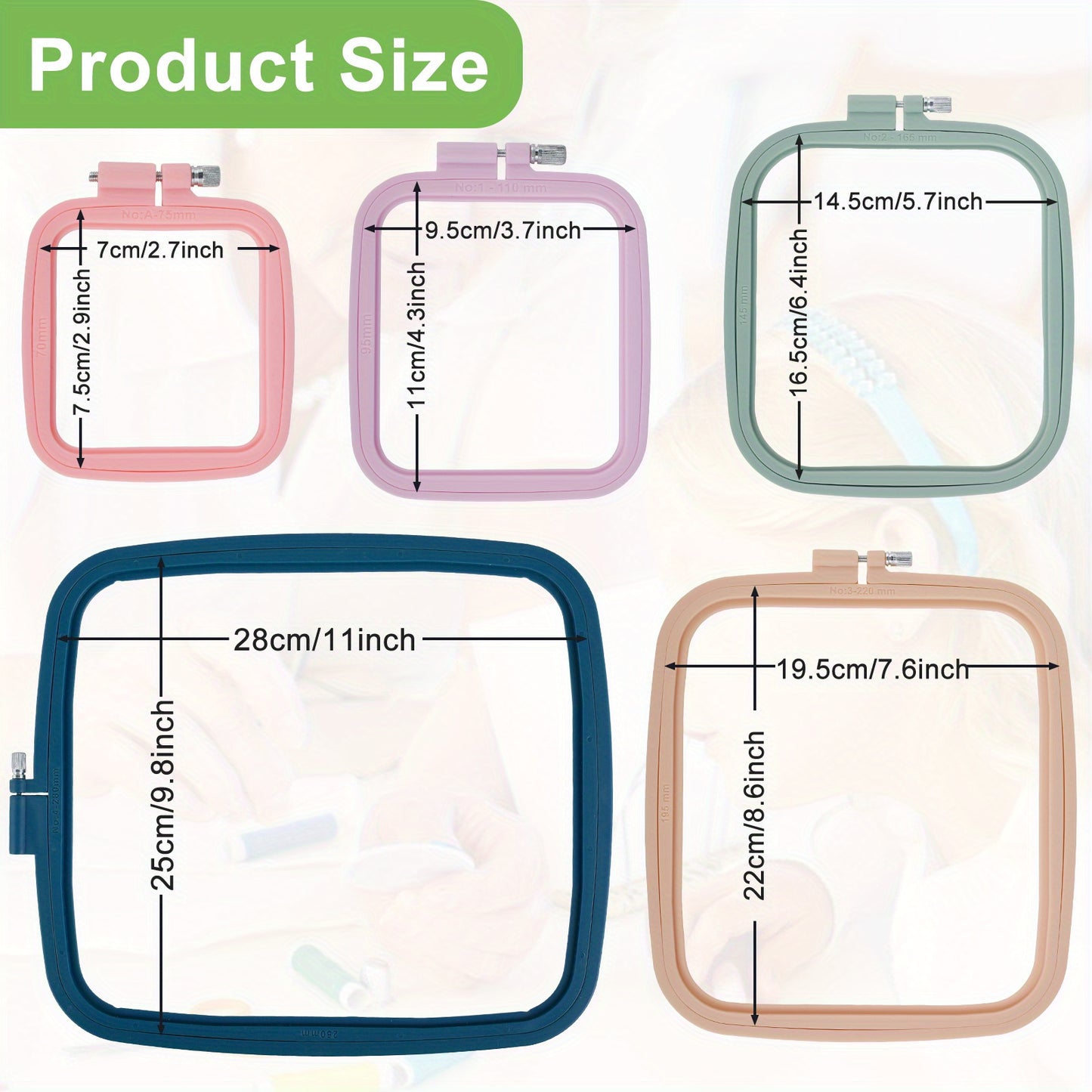 Embroidery Kit 4/5pcs Square Cross-stitch Set With 16 Needles