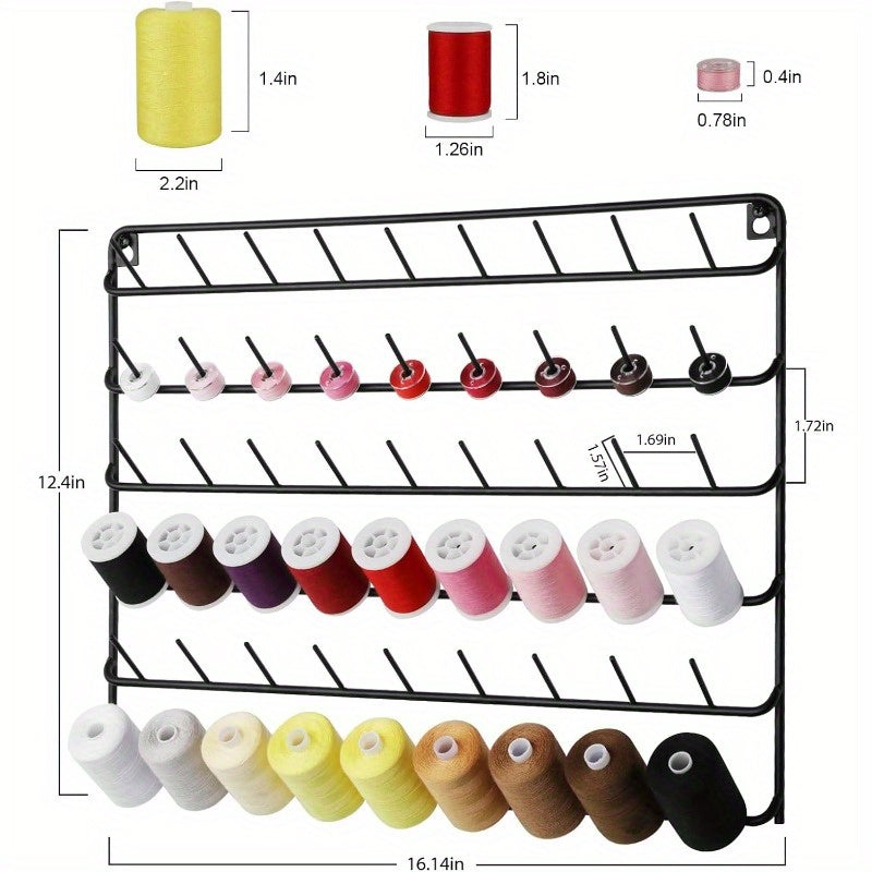 4 Packs 54 Spools Thread Rack Wall Mount Organizer Black