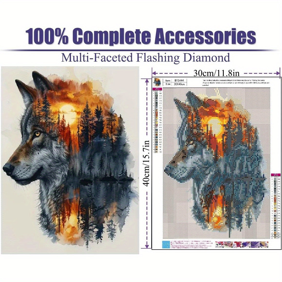 5D Wolf Painting Kits for Adults Beginners 12x16 Inch