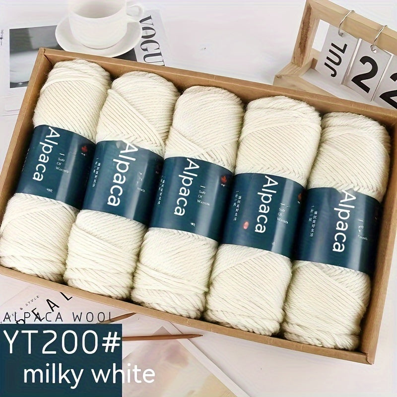 Soft & Warm Alpaca Blend Yarn 5-Pack Medium Weight 4-5mm