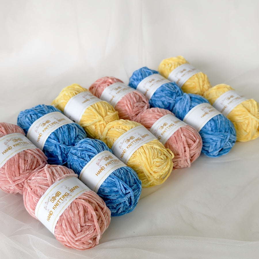 12 Balls Piece Soft Chenille Yarn Blanket Yarn 600g