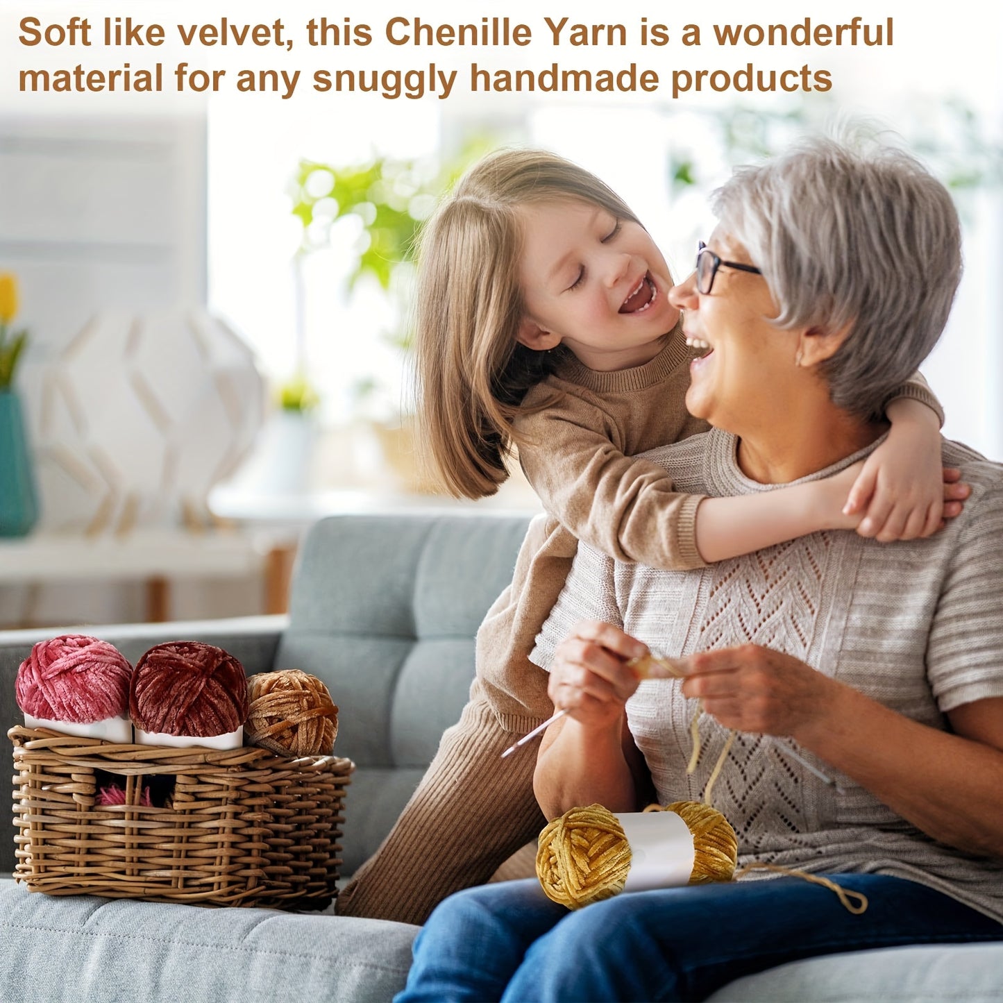 Soft Chenille Yarn Soft Thick 12 Skeins 1116 Yards Plush