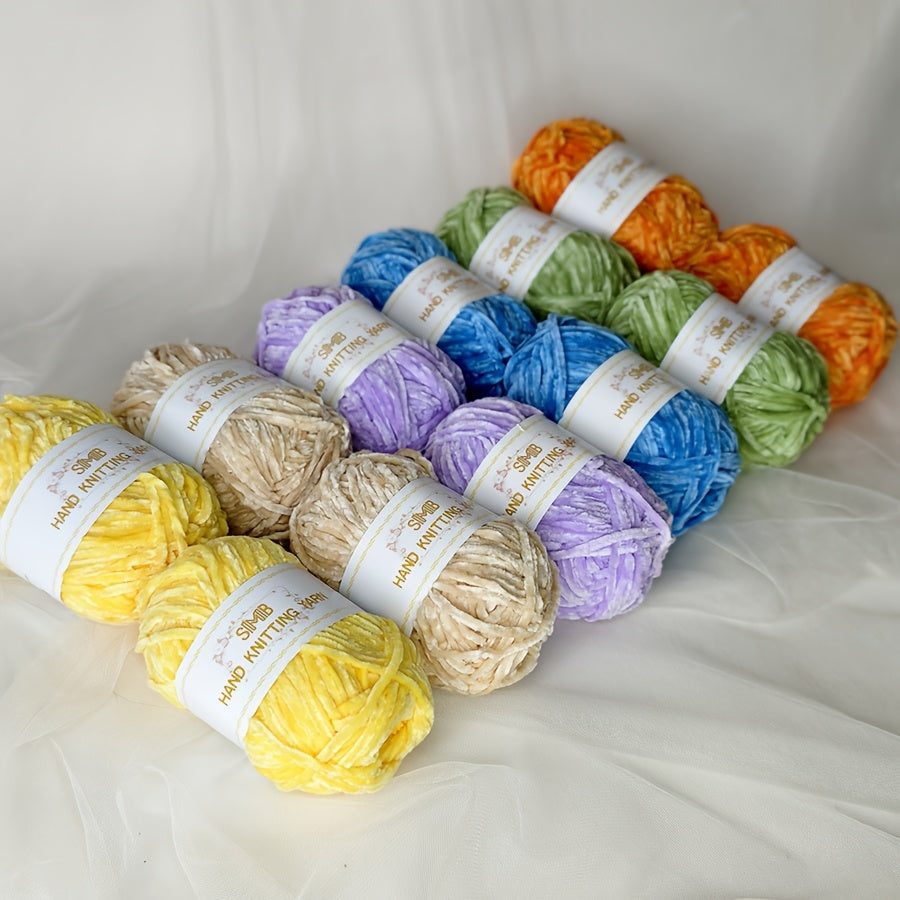 12 Balls Piece Soft Chenille Yarn Blanket Yarn 600g