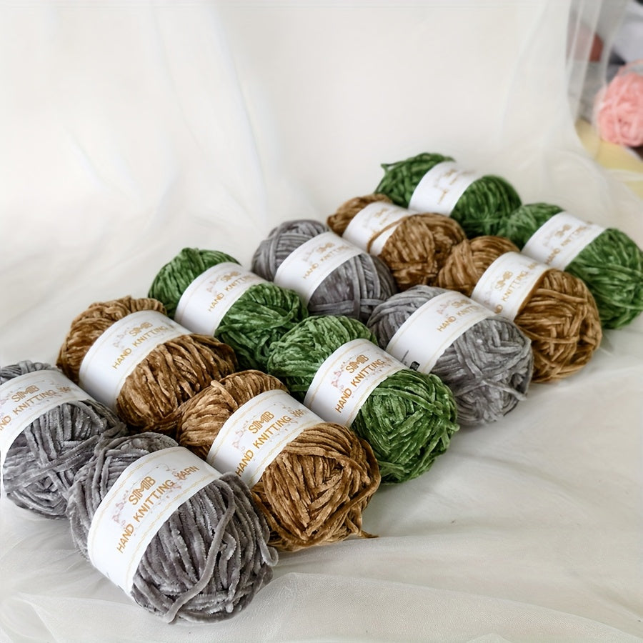 12 Balls Piece Soft Chenille Yarn Blanket Yarn 600g