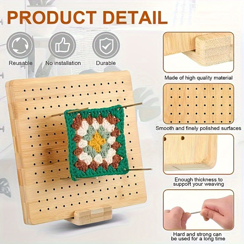 1 Set Of Wooden Crochet Stitching Projects And Yarn Storage