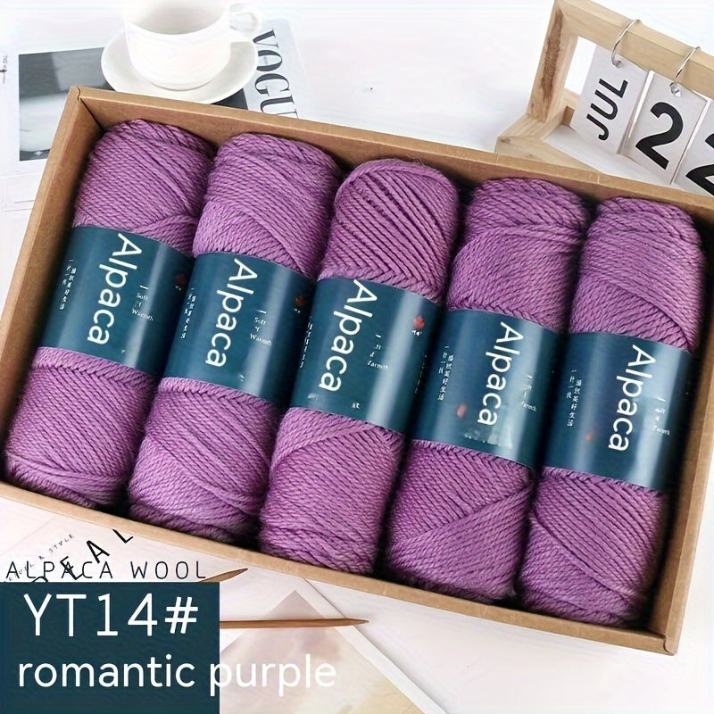 Soft & Warm Alpaca Blend Yarn 5-Pack Medium Weight 4-5mm