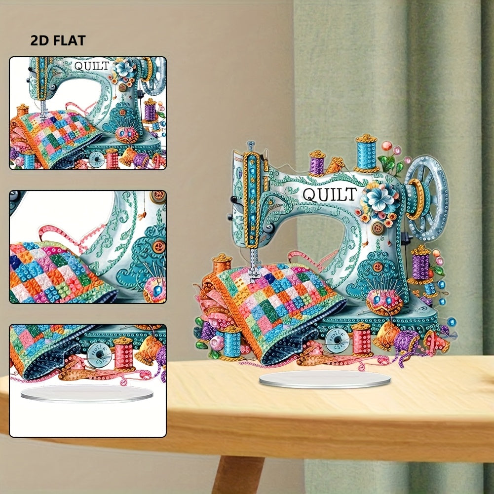 2D FLAT Acrylic Special Shape Sewing Machine Diamond Painting Tabletop Ornaments Kit
