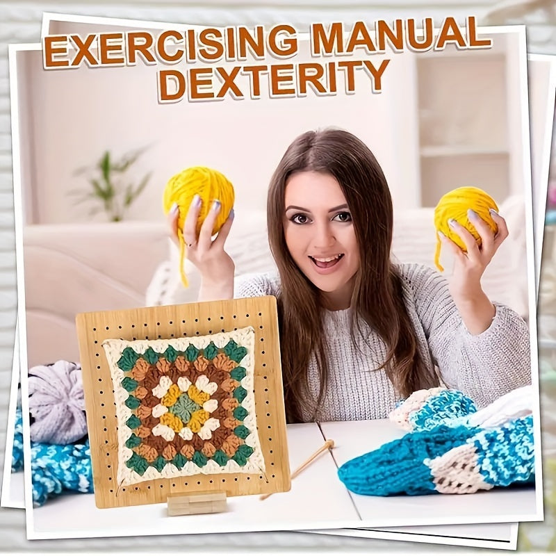 1 Set Of Wooden Crochet Stitching Projects And Yarn Storage