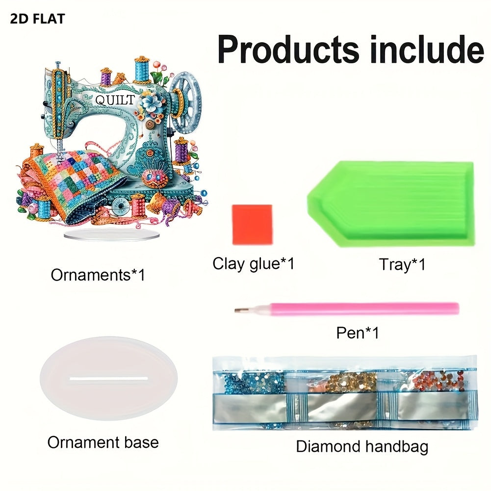 2D FLAT Acrylic Special Shape Sewing Machine Diamond Painting Tabletop Ornaments Kit