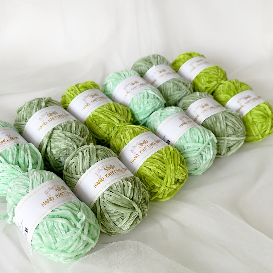 12 Balls Piece Soft Chenille Yarn Blanket Yarn 600g