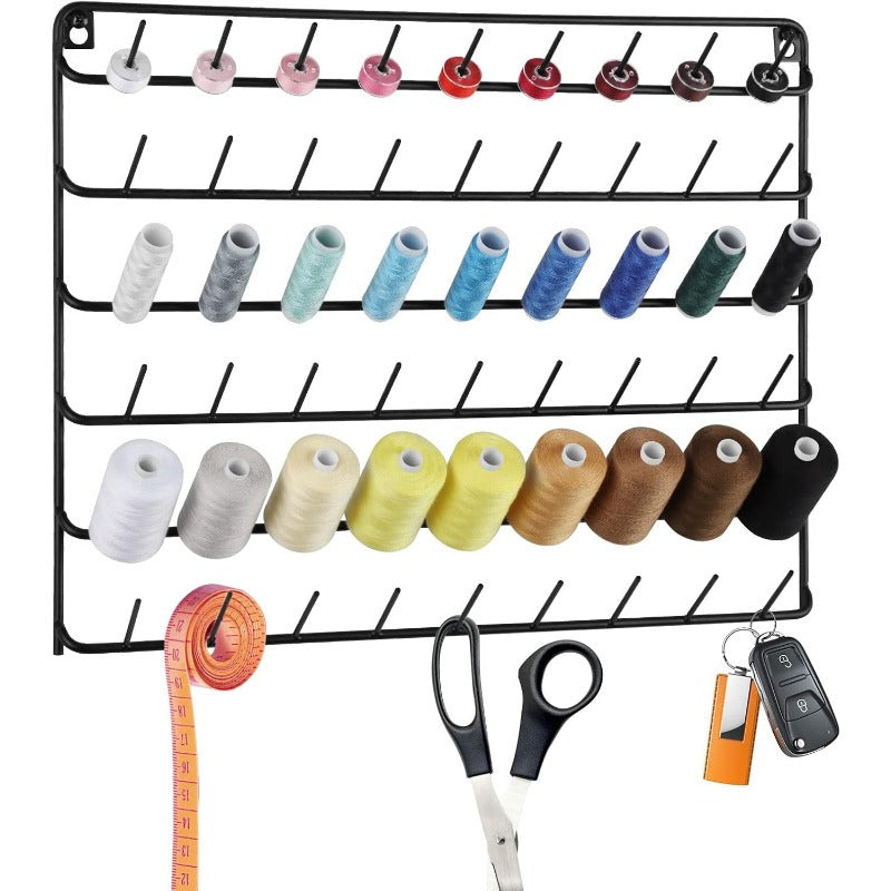 4 Packs 54 Spools Thread Rack Wall Mount Organizer Black