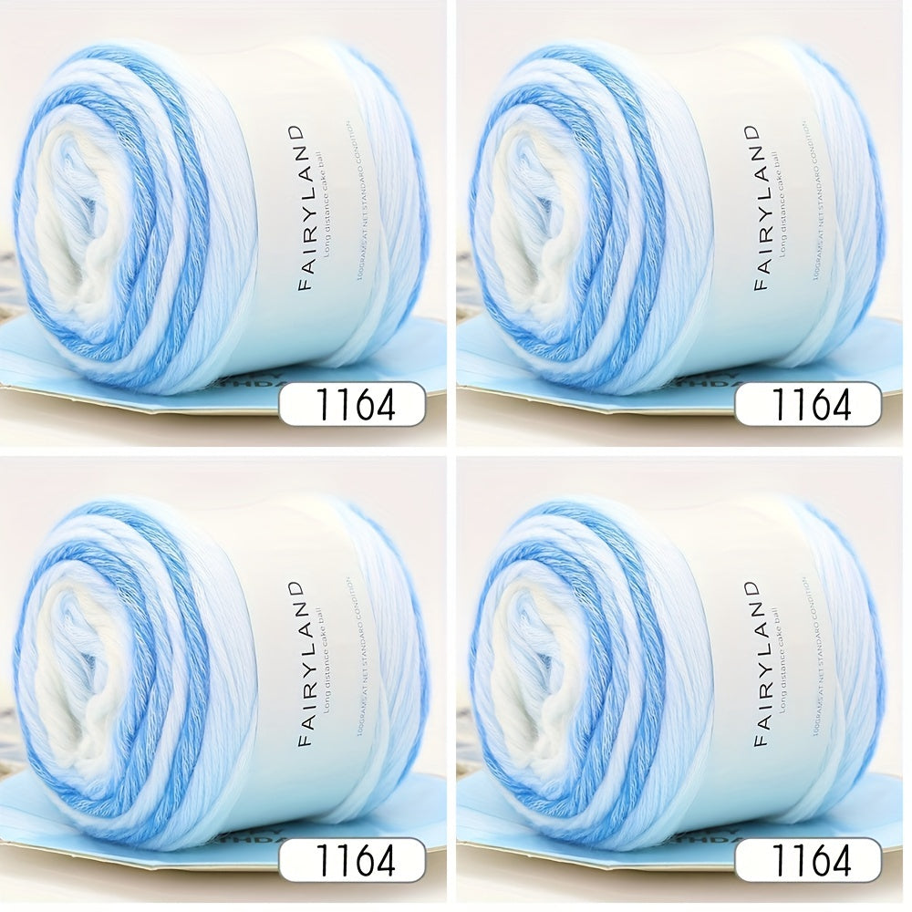 4pcs Gradient Cake Wool Rainbow Yarn Pack 400g Mother's Day Gift