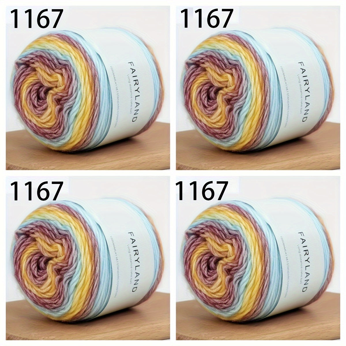 4pcs Gradient Cake Wool Rainbow Yarn Pack 400g Mother's Day Gift
