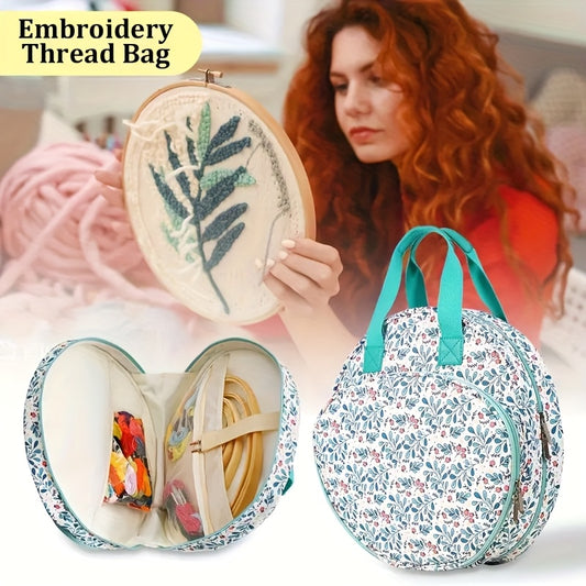 1pc Round Embroidery Tool Storage Bag Denim Craft Organizer