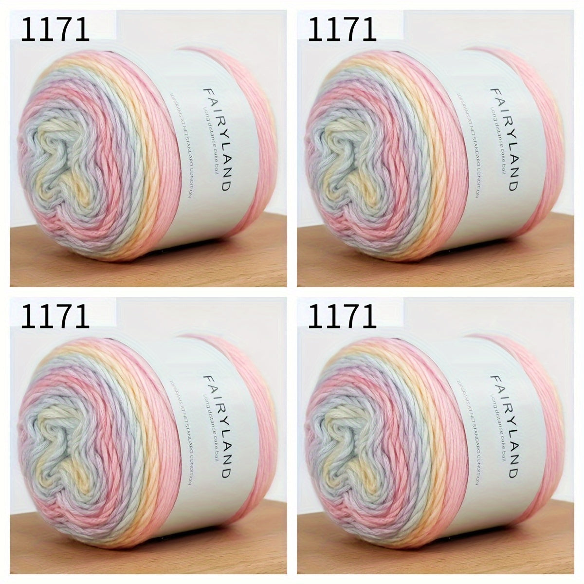 4pcs Gradient Cake Wool Rainbow Yarn Pack 400g Mother's Day Gift