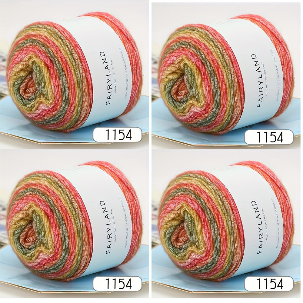 4pcs Gradient Cake Wool Rainbow Yarn Pack 400g Mother's Day Gift