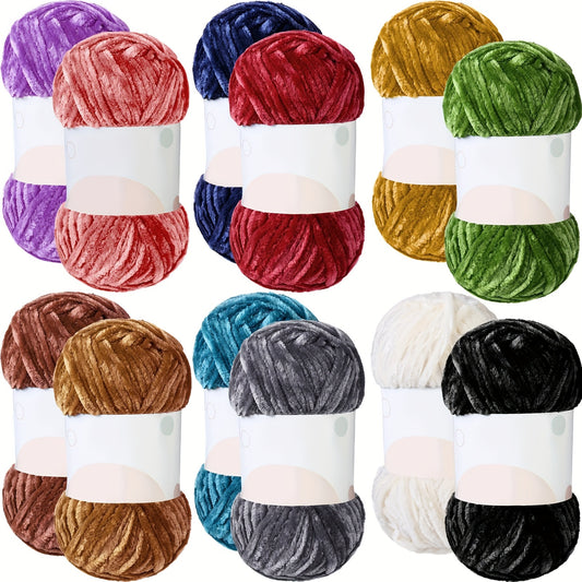 Soft Chenille Yarn Soft Thick 12 Skeins 1116 Yards Plush