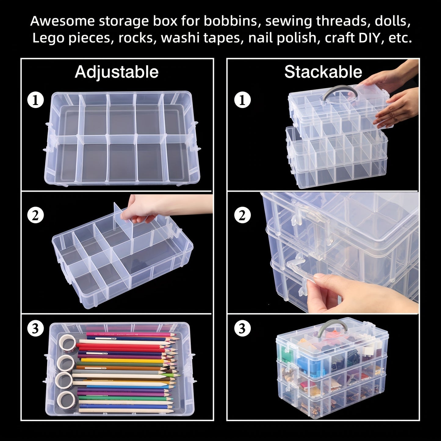 Whonline 8-Tier Stackable Storage Container Box for Crafts