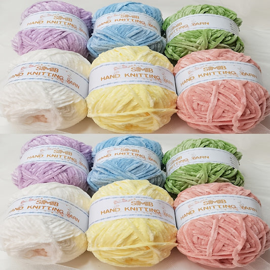 12 Balls Piece Soft Chenille Yarn Blanket Yarn 600g