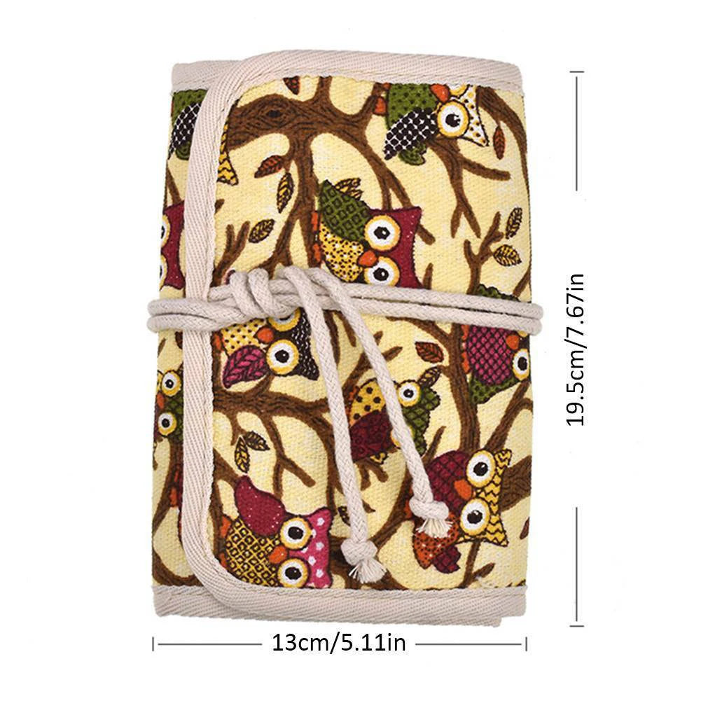 Owl Crochet Hook Case Needle Holder Storage Organizer Roll Bag