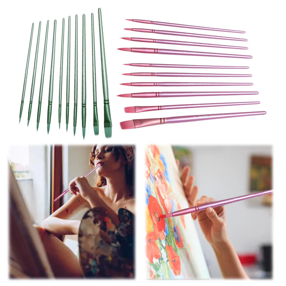 4/6Pcs Watercolor Paint Brushes Wooden Handle Nylon Hair Brushes