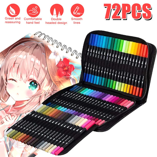 72pcs Color Double Ended Art Marker Pens Set for Artists