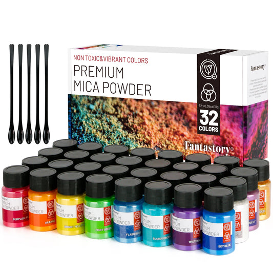 32 Colors Mica Powder Glitter Powder for Crafts and Art