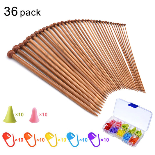 36 PCS Knitting Needles Single Point Carbonized DIY Set