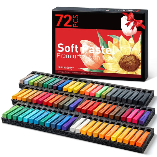 Fantastory 72 Colors Long Soft Chalk Pastels Set for Artists