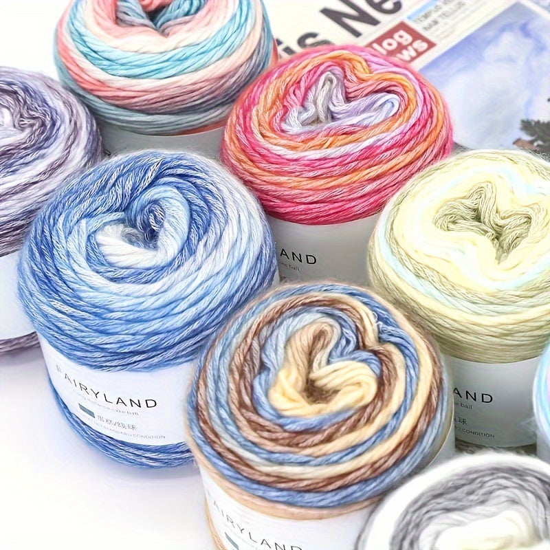 4pcs Gradient Cake Wool Rainbow Yarn Pack 400g Mother's Day Gift
