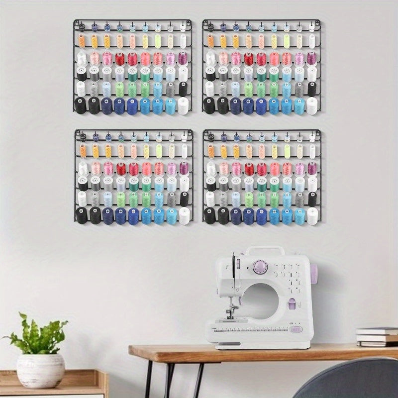 4 Packs 54 Spools Thread Rack Wall Mount Organizer Black