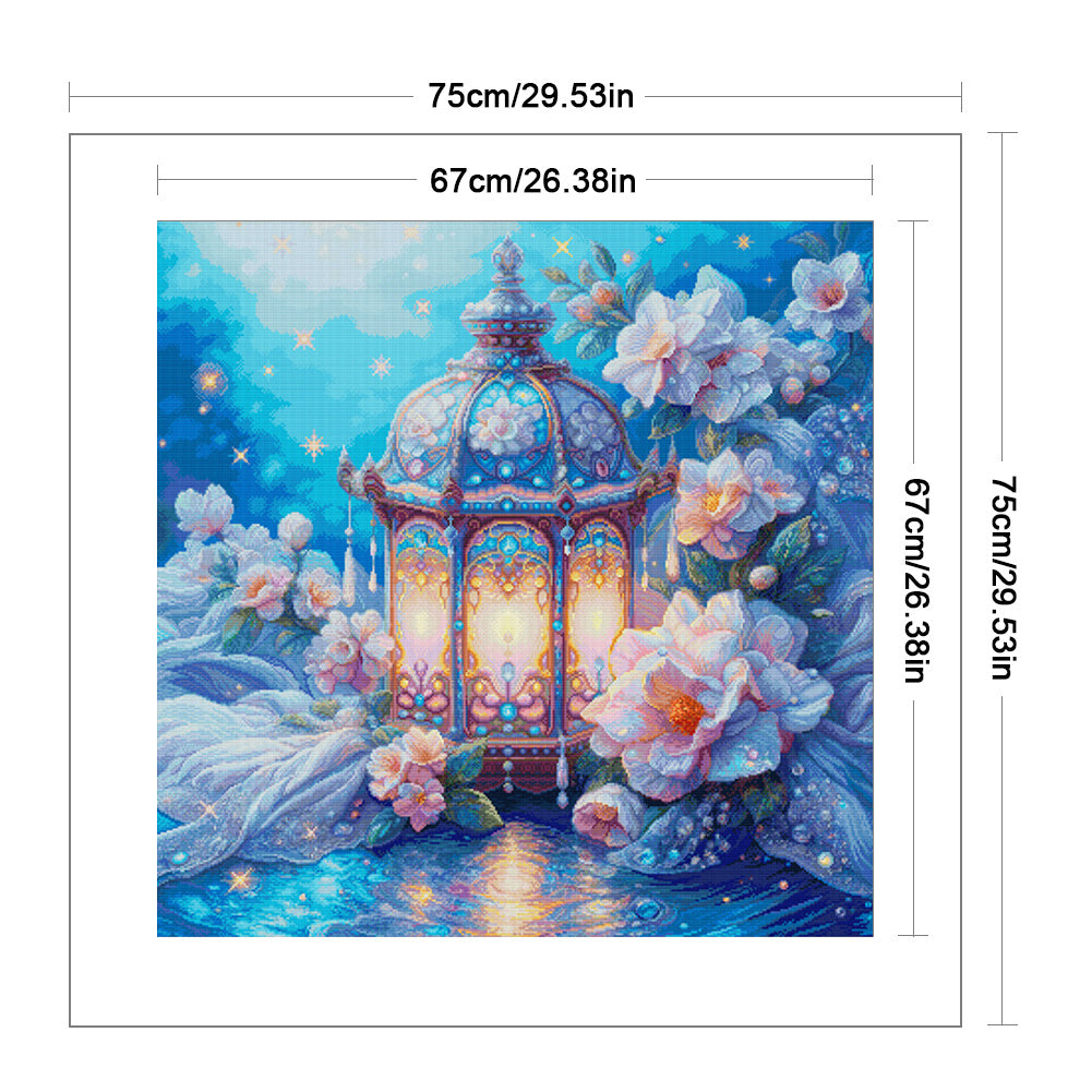 Full Embroidery Egyptian 14CT Printed Lantern Cross Stitch Kit