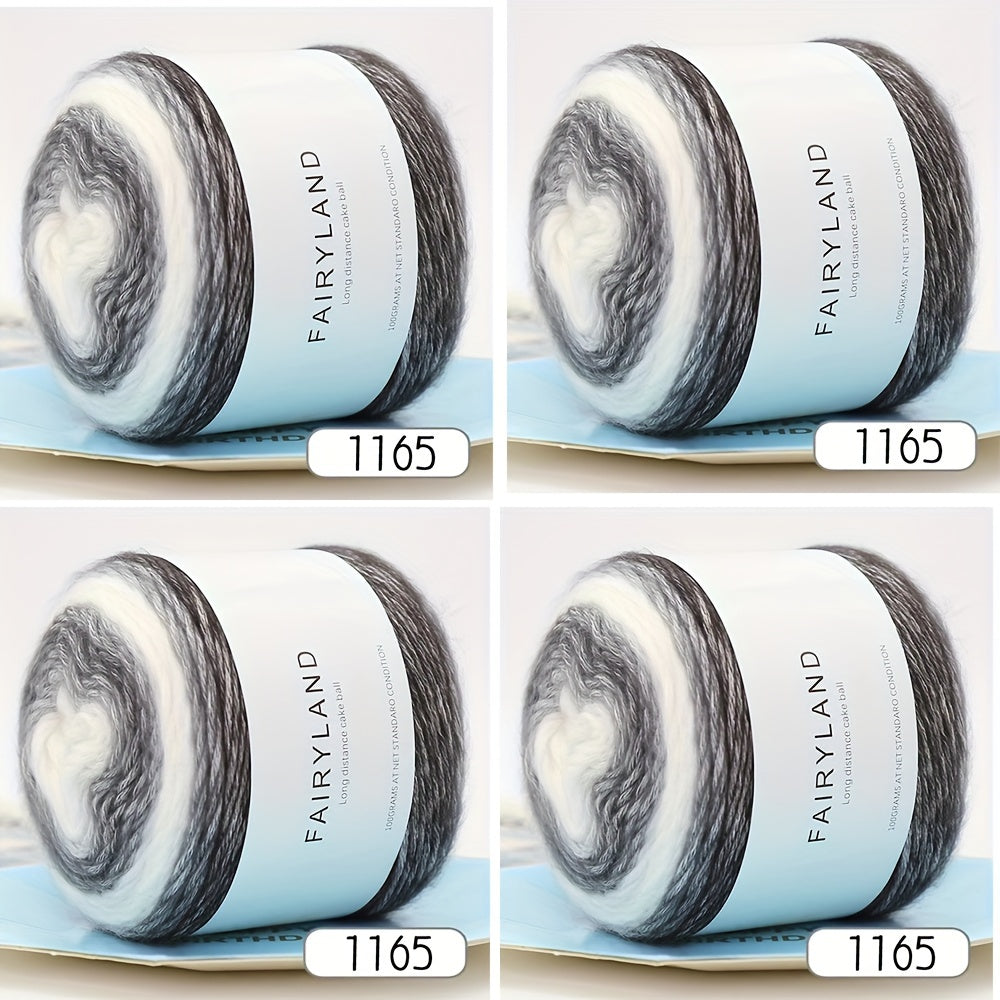 4pcs Gradient Cake Wool Rainbow Yarn Pack 400g Mother's Day Gift