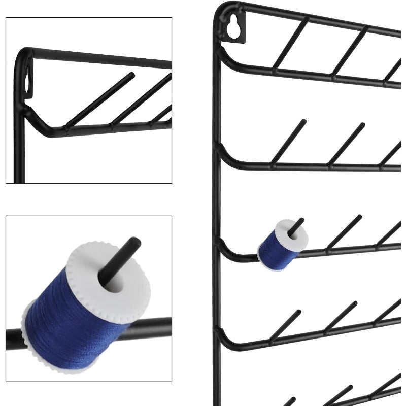 4 Packs 54 Spools Thread Rack Wall Mount Organizer Black